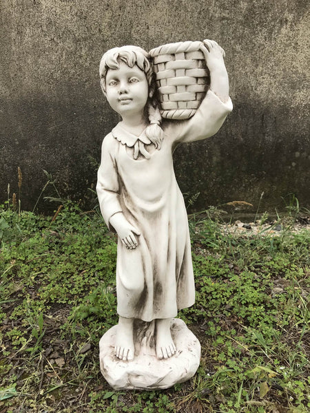 Girl Holding Bird Feeder Statue - 63cm - Notbrand