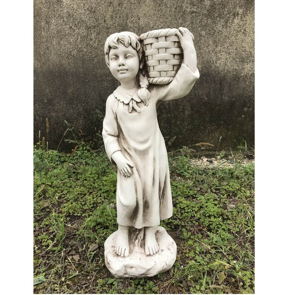 Girl Holding Bird Feeder Statue - 63cm - Notbrand