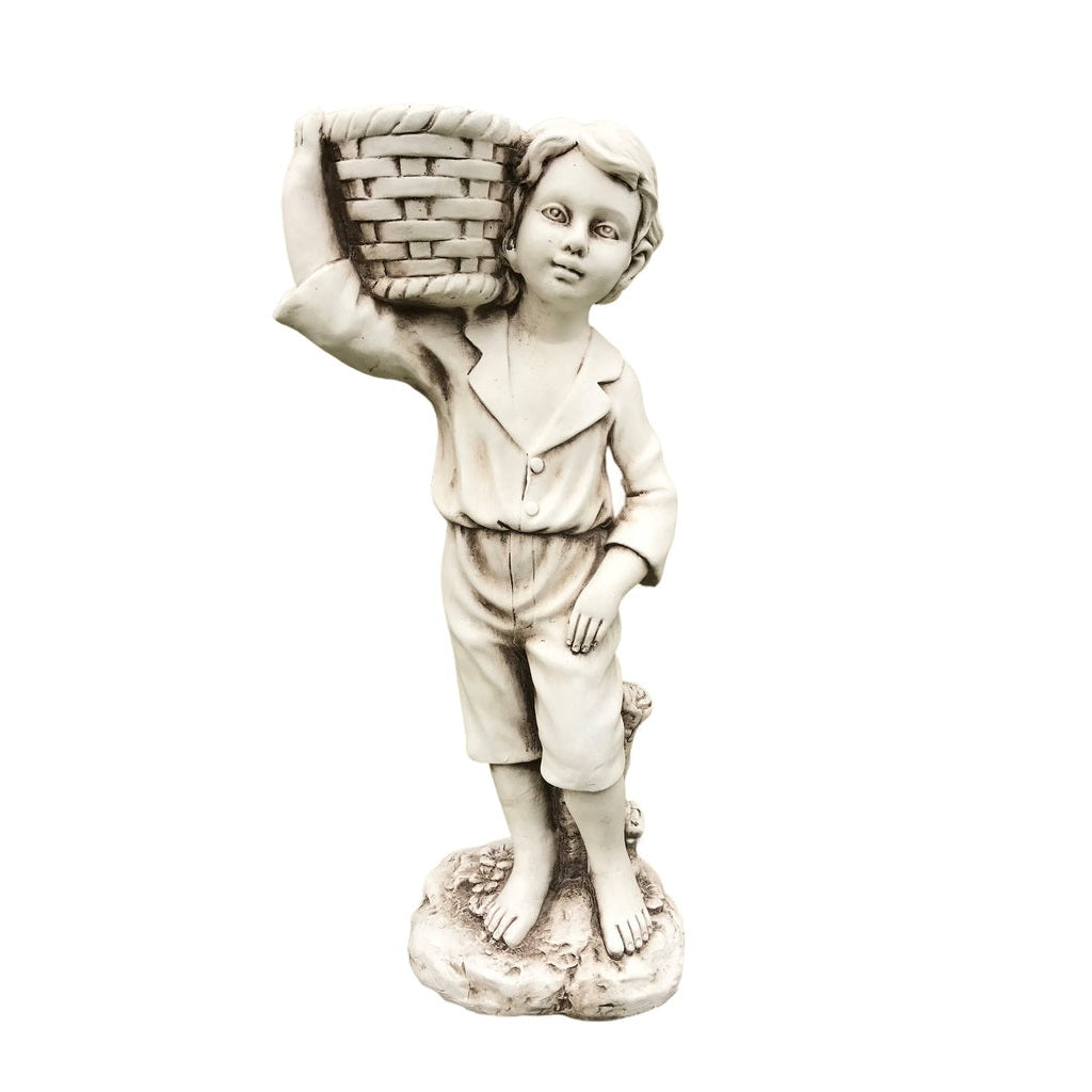 Boy Holding Basket Planter Statue - 63cm - Notbrand