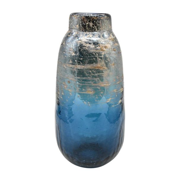 Set of 2 Spencer Glass Vase in Blue with Gold Leaf Fleck - 31cm - Notbrand