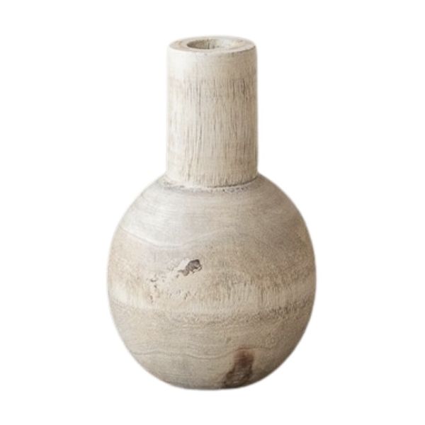 Set of 2 Natural Wooden Vase - 12cm - Notbrand