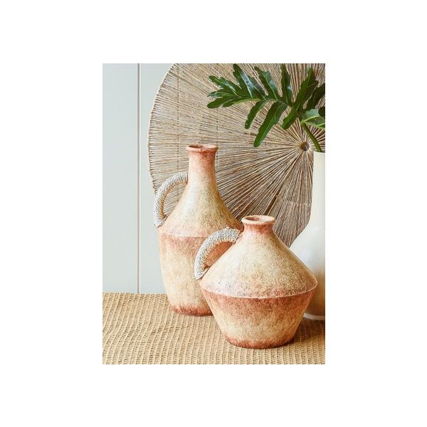 Set of 2 Jiya Terracotta Tall Vase - Mottled Matte Glaze - Notbrand