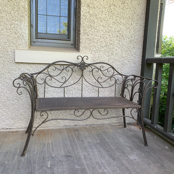 Verona's Metal Garden Bench Seat - Rustic Brown
