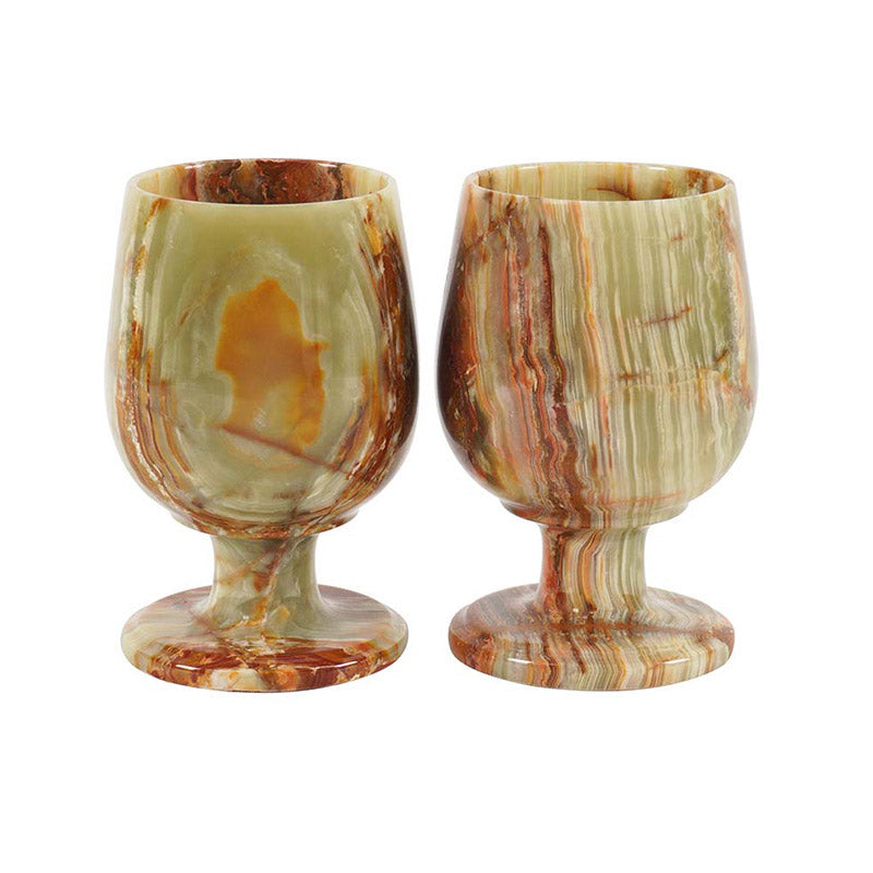 Pinot Marble Wine Glasses in Green - Set of 2 - Notbrand