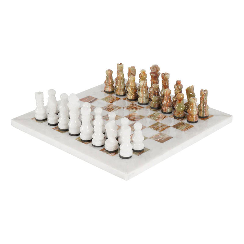 Enigma Chess Set in White & Green - 30cm - Notbrand