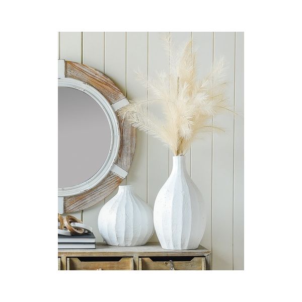 Set of 2 Gruvs Terracotta Tall Vase - White - Notbrand