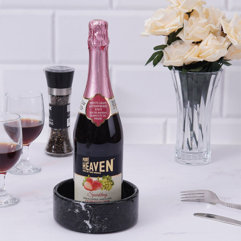 Merlot Wine Bottle Coaster in Marble - Black - Notbrand