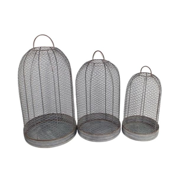 Set of 6 Metal Wire Plant Cloche - Rust & Grey Finish - Notbrand