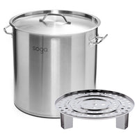 Silver Stainless Steel Stock Pot With One Steamer Rack - 33L - Notbrand