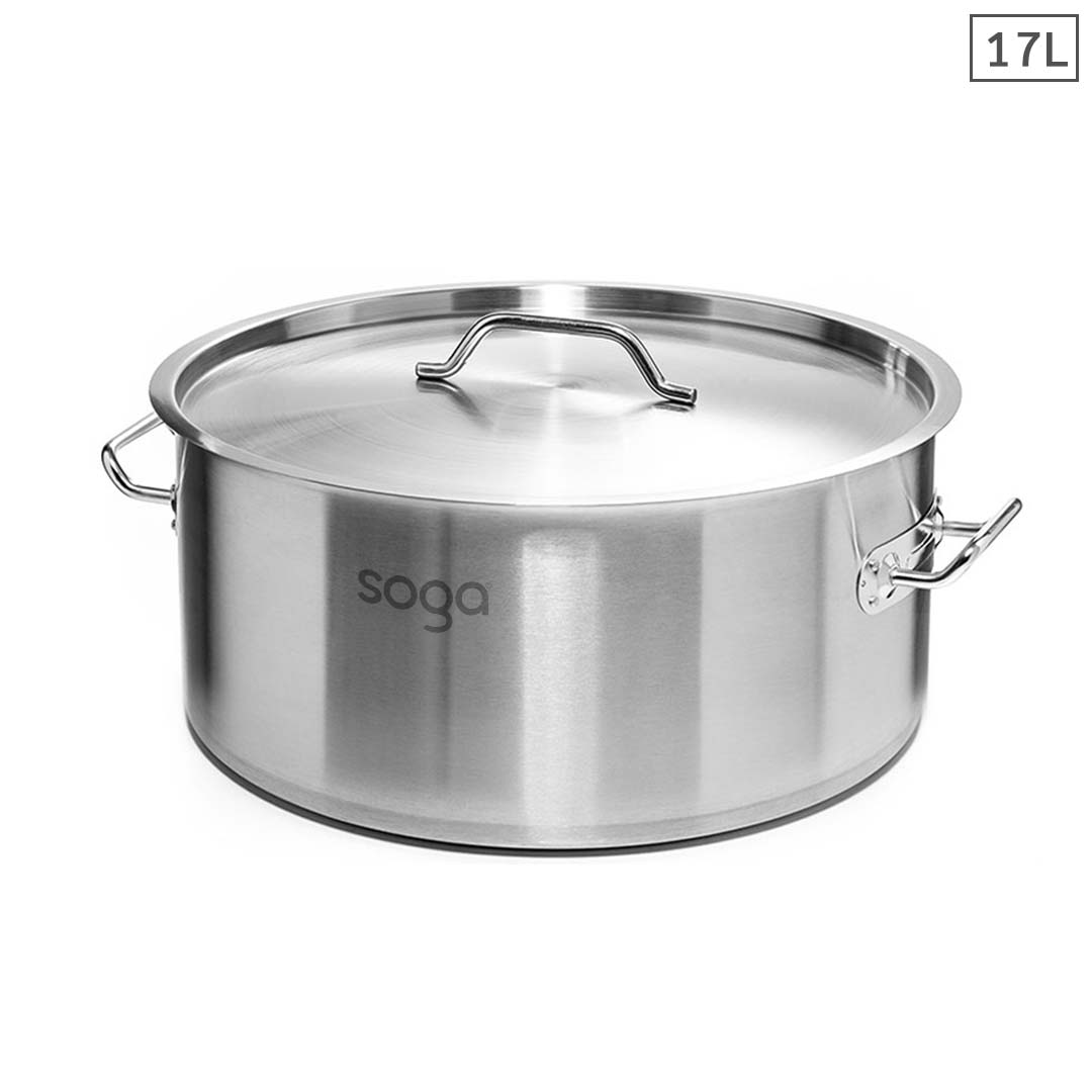Silver Stainless Steel Stock Pot - 17L - Notbrand