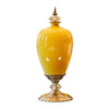 Yellow Ceramic Vase With Gold Metal Base - 42cm - Notbrand