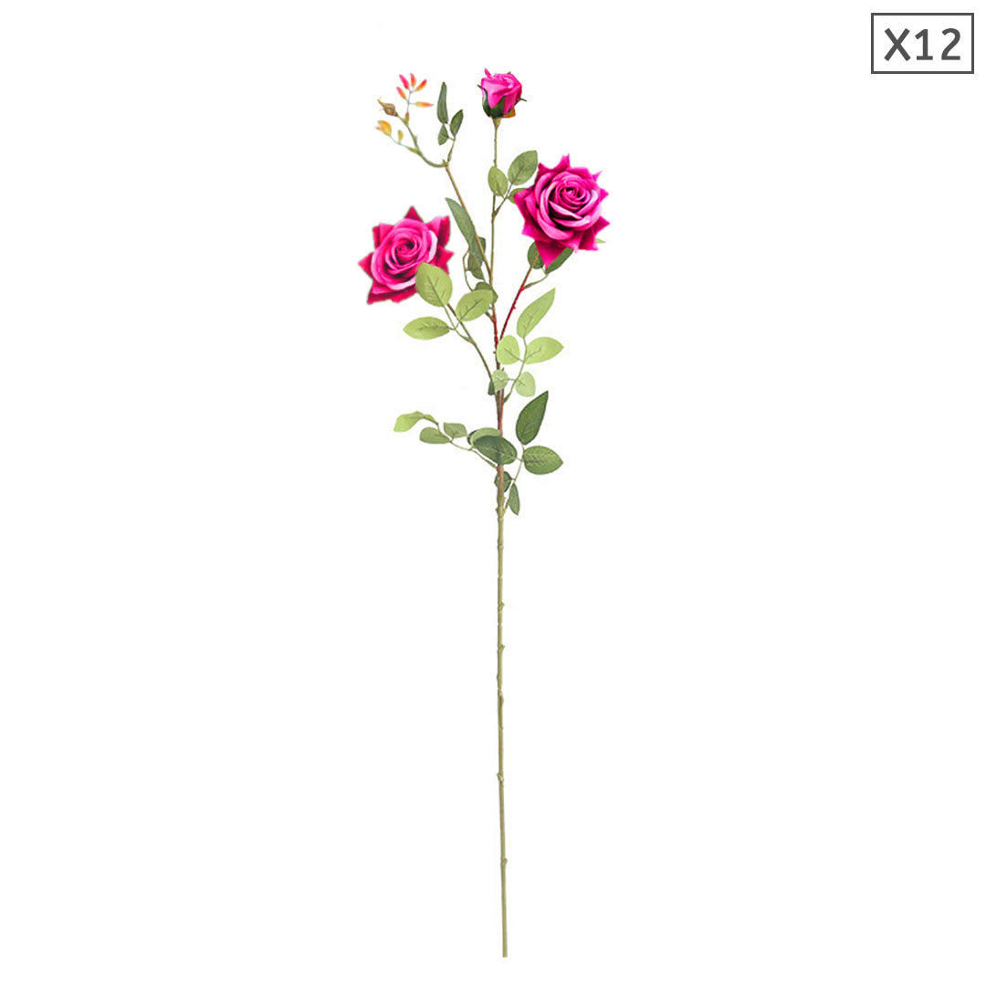 Dark Pink Artificial Silk Rose Bouquet - 12 Heads - Notbrand