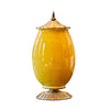 Yellow Ceramic Vase With Gold Metal Base - 40cm - Notbrand