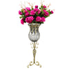 Set of Clear Glass Floor Vase With Red Artificial Flower - Notbrand