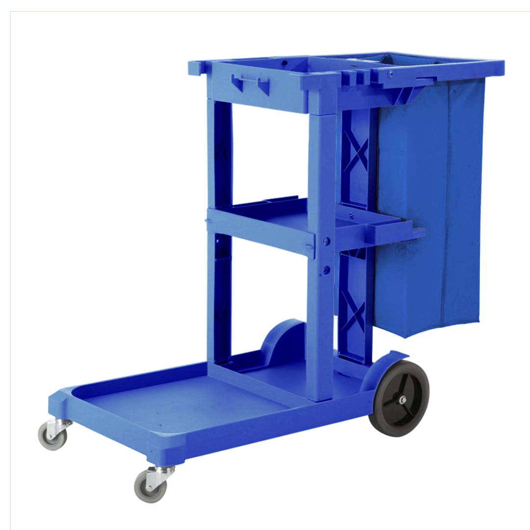 Multifunction Janitor Cart And Bag Blue - 3 Tier - Notbrand