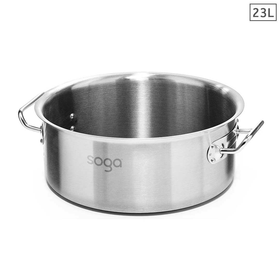 Silver Stainless Steel Stock Pot w/o Lid - 23L - Notbrand