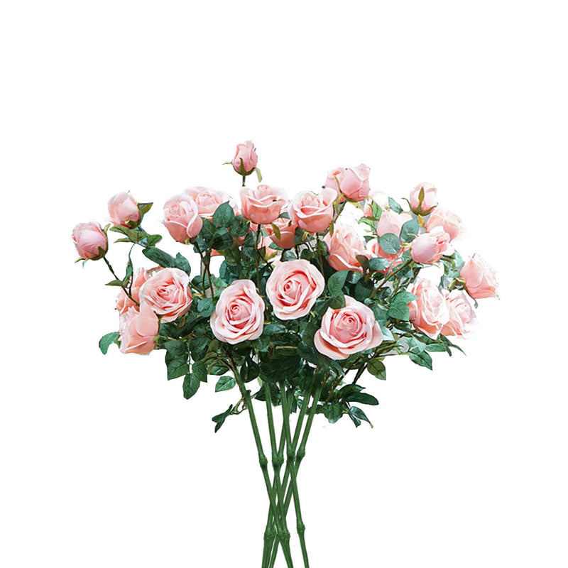 Light Pink Rose Artificial Flowers - 8 Bunch 5 Heads - Notbrand