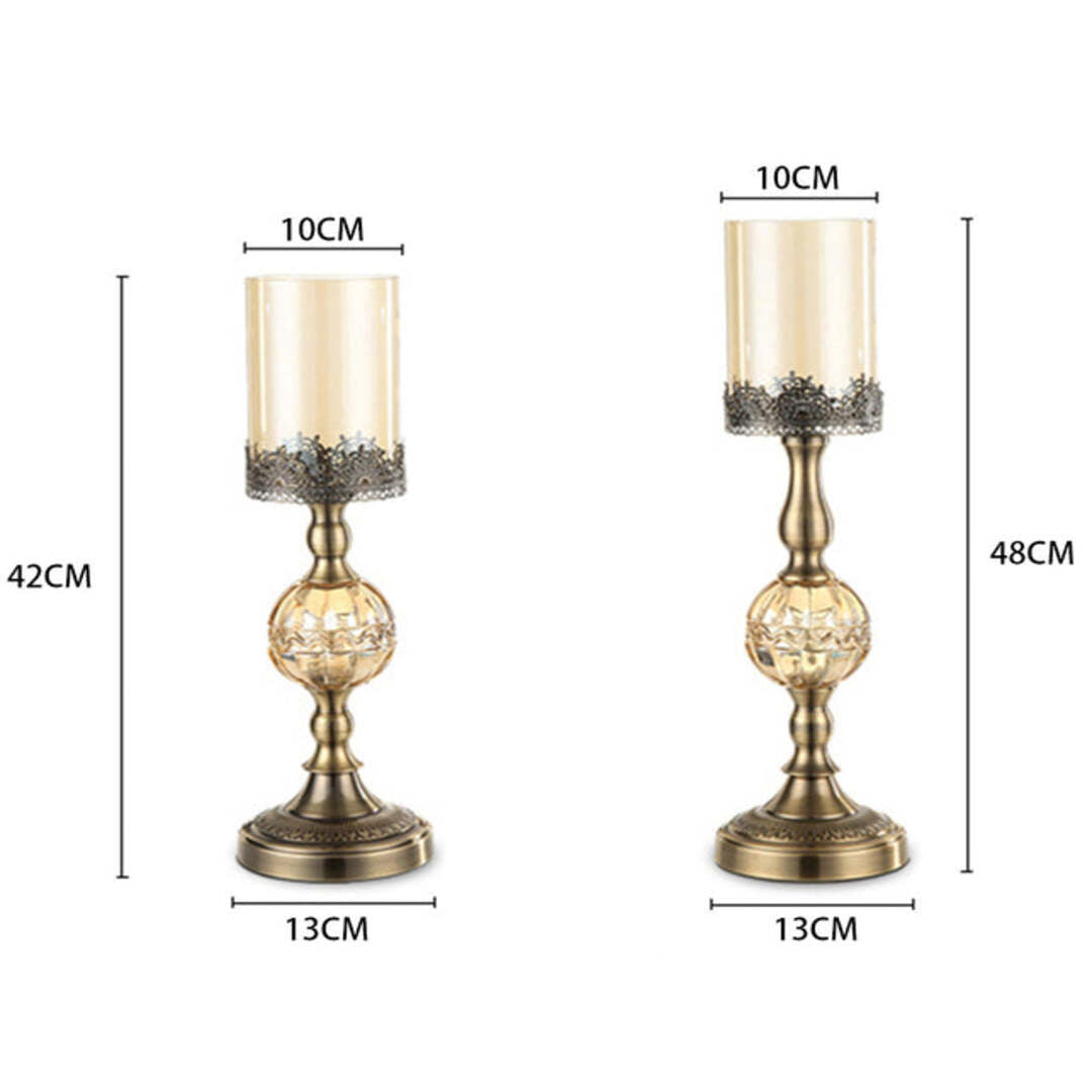 Set of 2 Glass Candle Holder - 42cm & 48cm - Notbrand