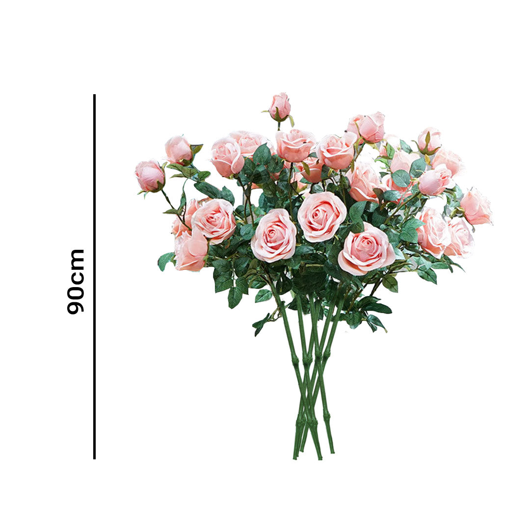 Light Pink Rose Artificial Flowers - 8 Bunch 5 Heads - Notbrand