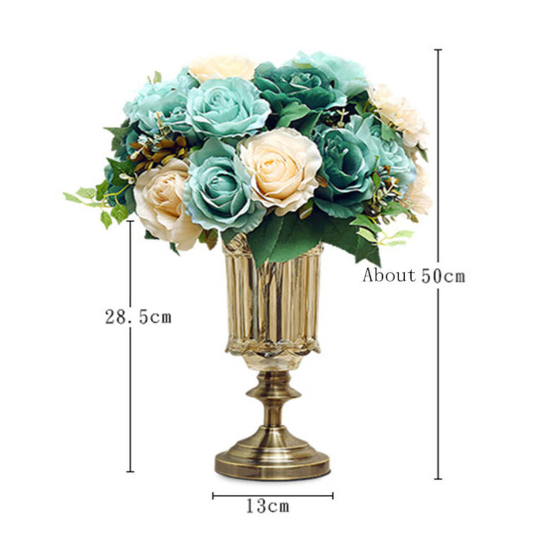 Set of 2 Transparent Flower Vase With Blue Flower - 25 cm & 28.5 cm - Notbrand