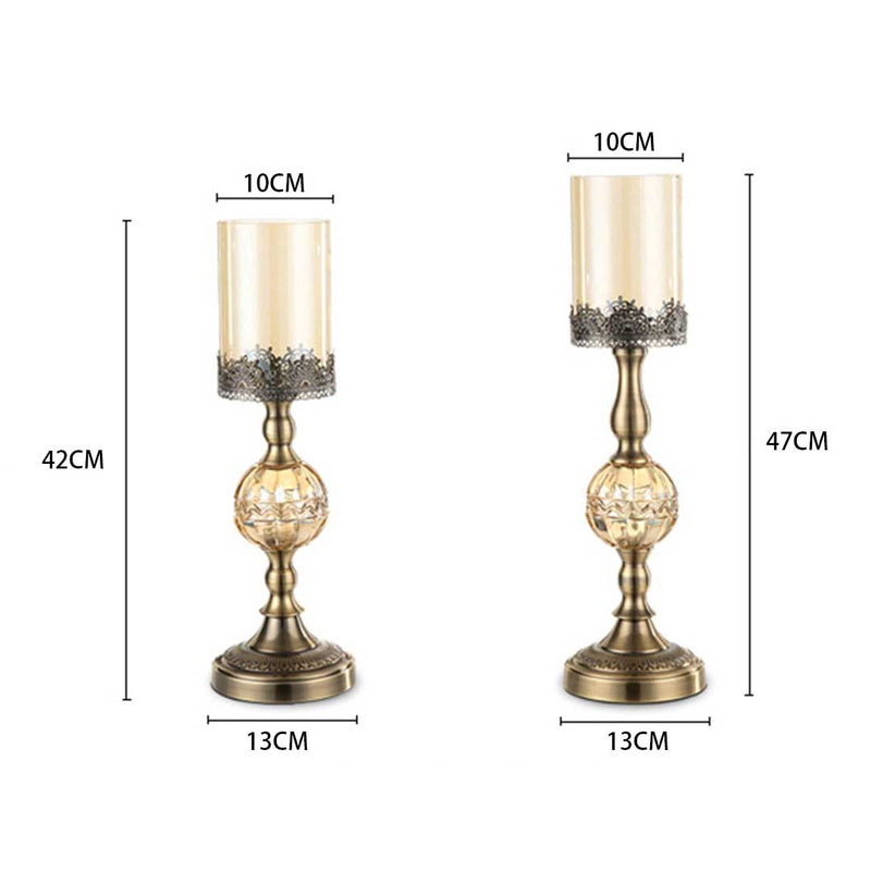 Glass Candle Holder With Candle Set - 48cm - Notbrand