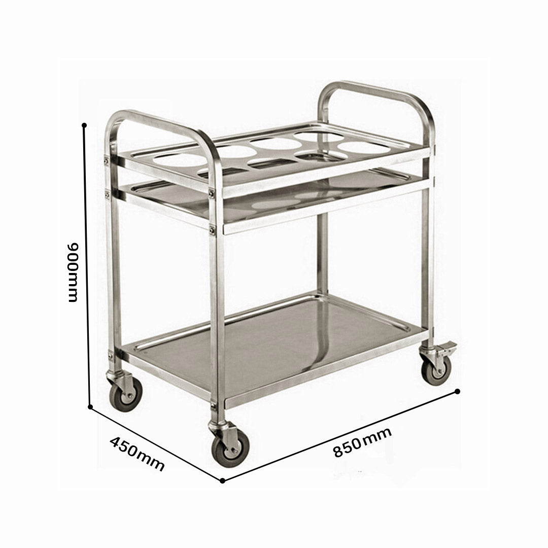 Stainless Steel 8 Compartment Kitchen Trolley - 2 Tier - Notbrand