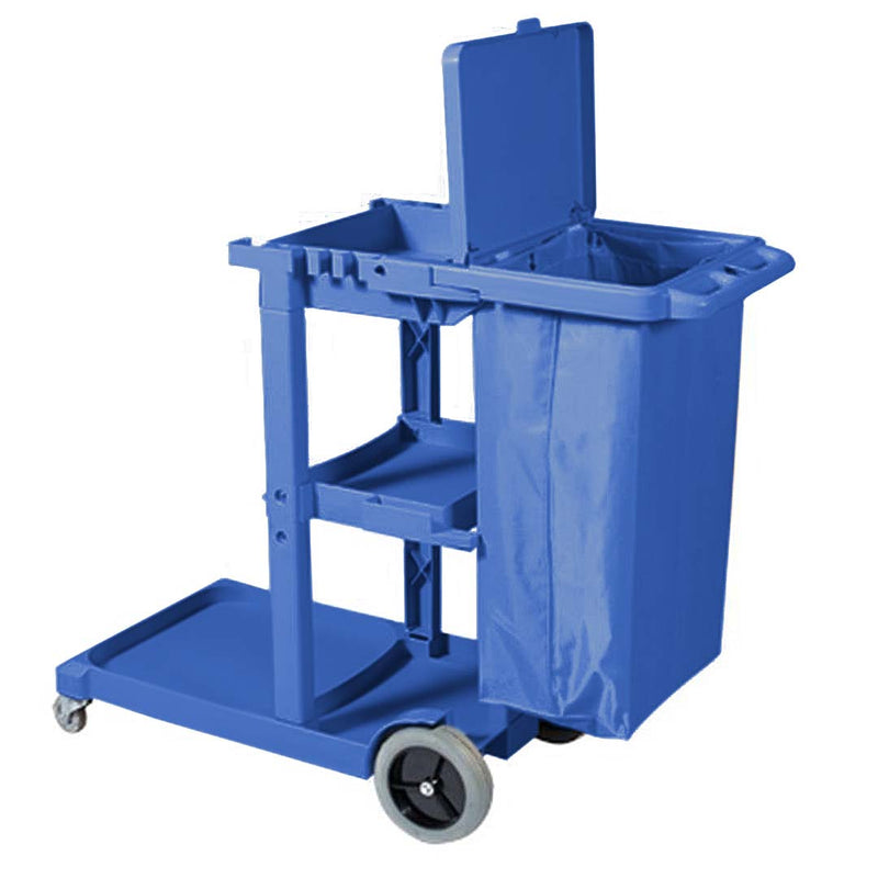 Multifunction Janitor Cart And Bag With Lid Blue - 3 Tier - Notbrand