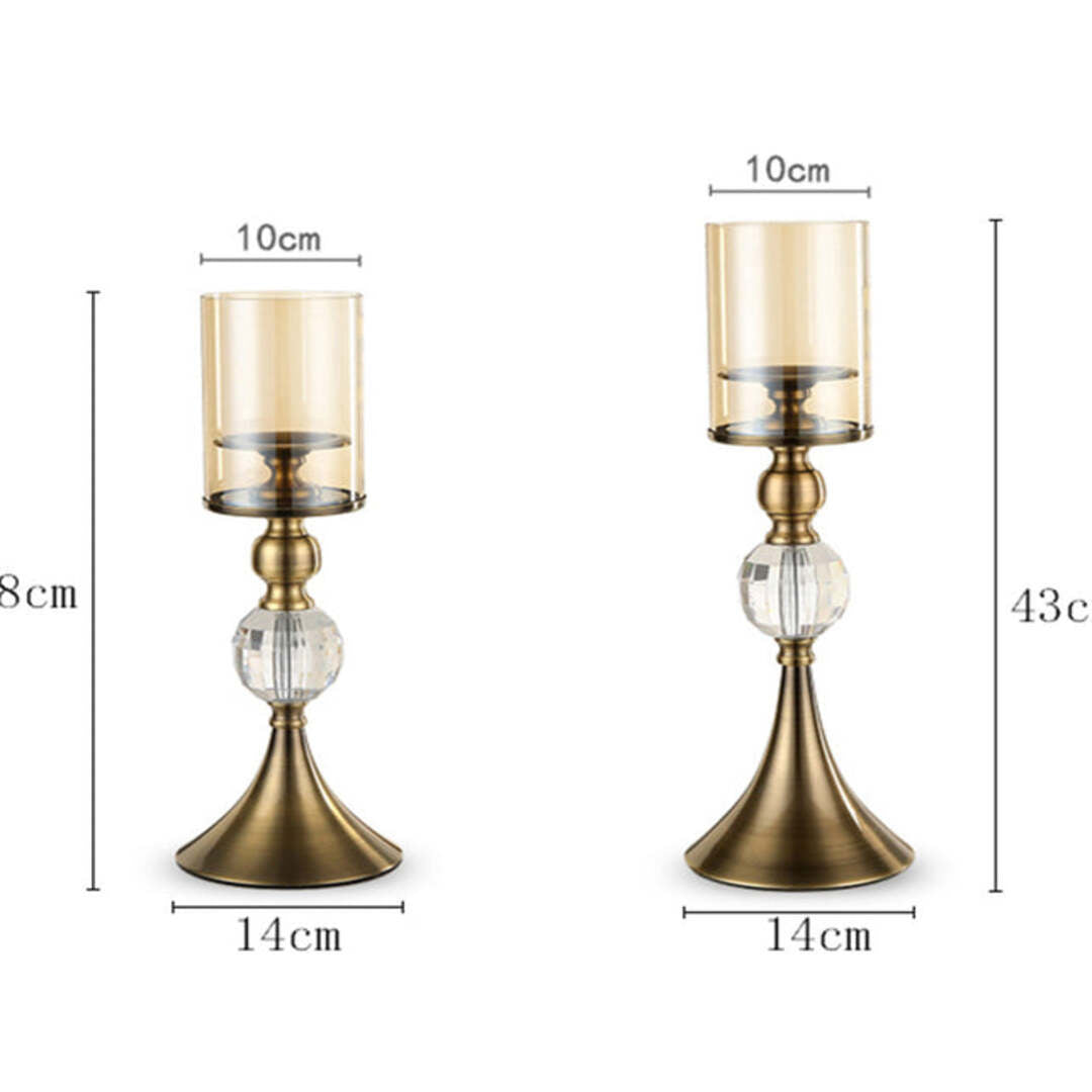 Set of 2 Glass Candle Holder - 43cm & 38cm - Notbrand