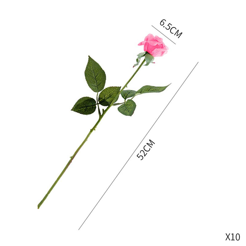 Pink Rose Artificial Silk Flower Bouquet - 10Pcs - Notbrand