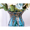 Blue Glass Floor Vase With Tall Metal Stand - 85cm - Notbrand