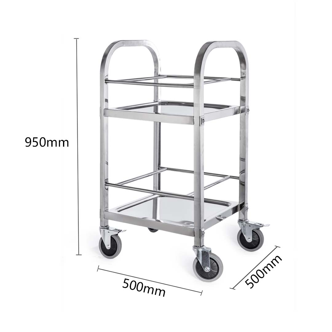 Stainless Steel Square Utility Cart - 2 Tier - Notbrand
