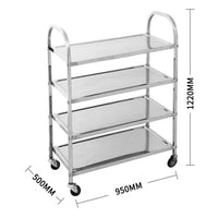 4 TIER STAINLESS STEEL UTILITY CART 950X500X1220 - Notbrand