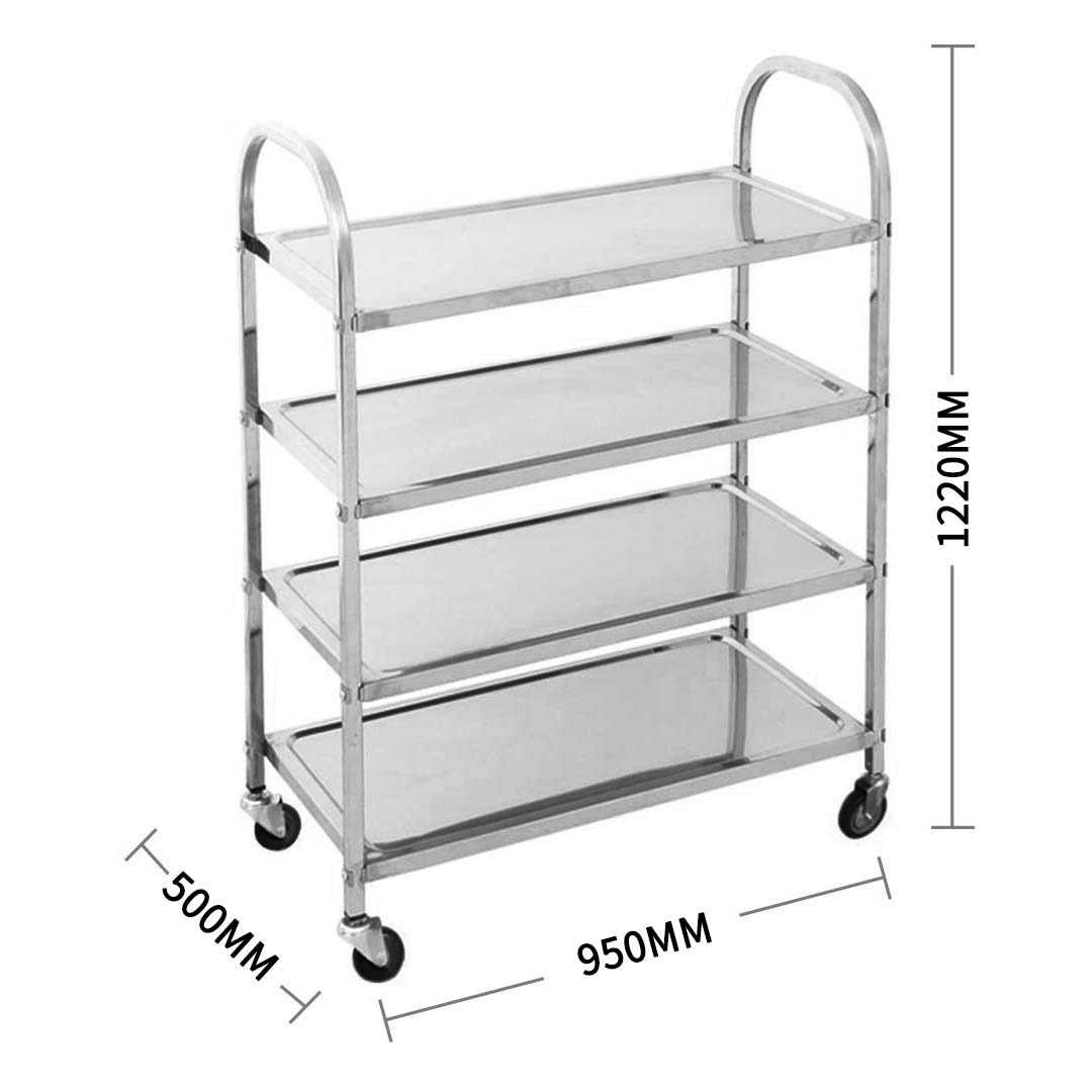 4 TIER STAINLESS STEEL UTILITY CART 950X500X1220 - Notbrand