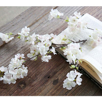 White Artificial Silk Cherry Blossom Flowers - 10x - Notbrand