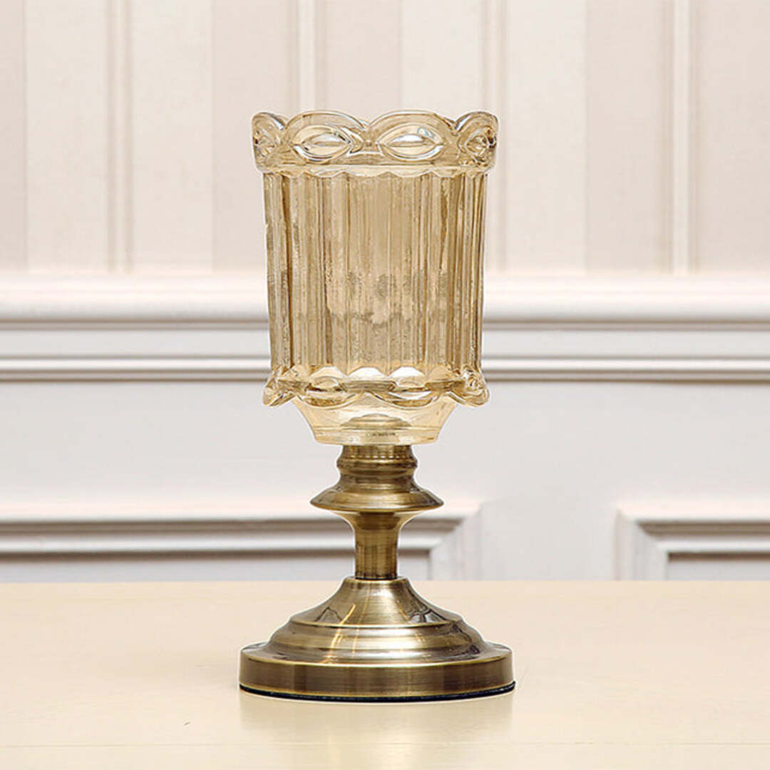 Transparent Glass Vase With Metal Base - Range - Notbrand