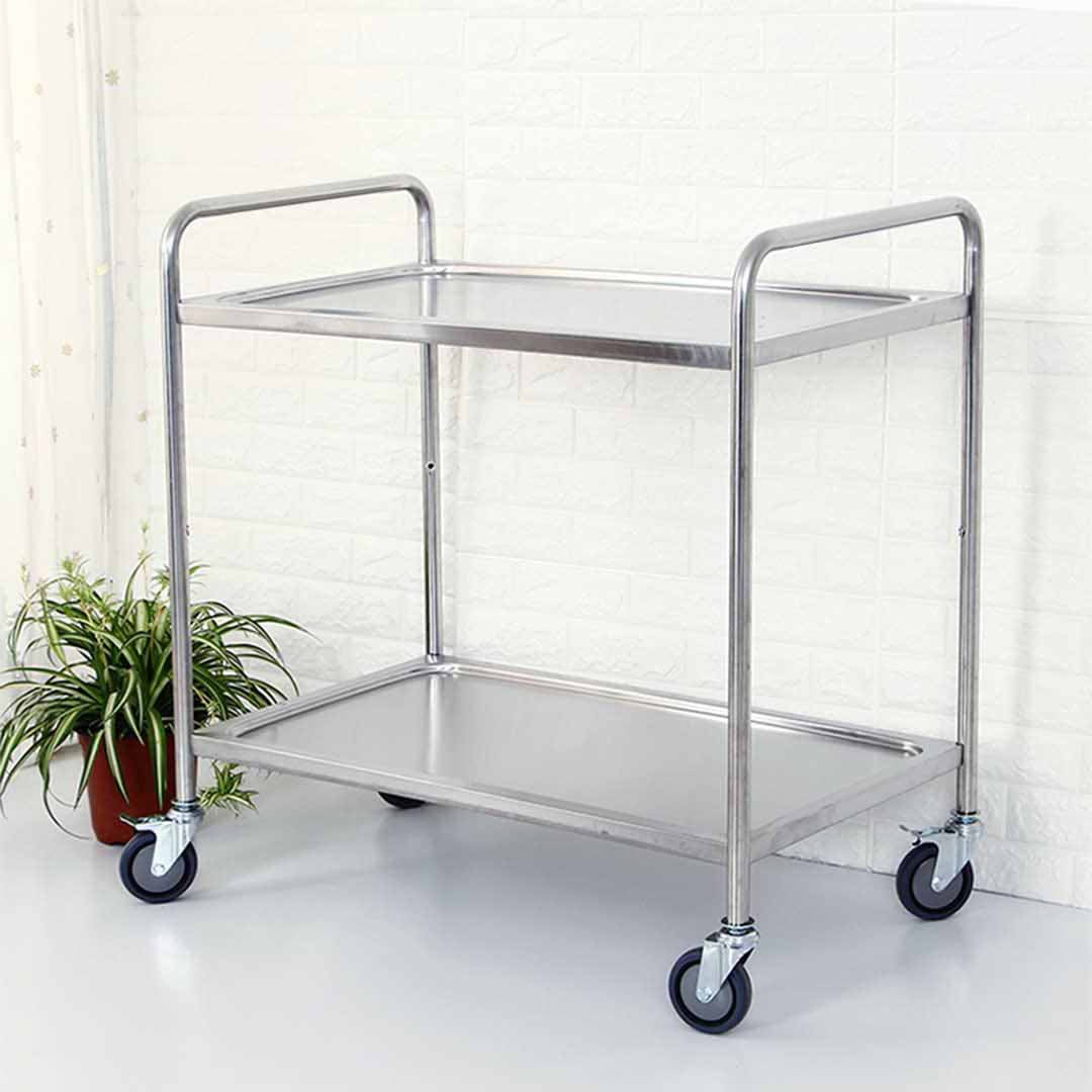 Stainless Steel Round Utility Cart Small - 2 Tier - Notbrand