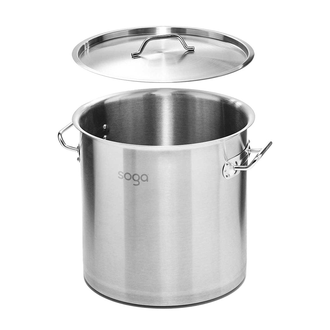 50L Silver Stainless Steel Stock Pot With One Steamer Rack - 43cm - Notbrand