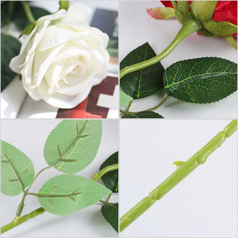 White Rose Artificial Silk Flower Bouquet - 10Pcs - Notbrand