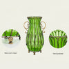 Set of Green Glass Floor Vase With 12Pcs Artificial Flower - Notbrand