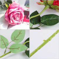 Pink Rose Artificial Silk Flower Bouquet - 10Pcs - Notbrand