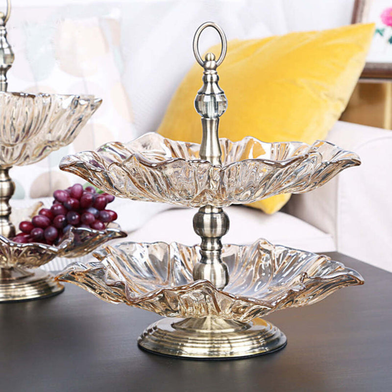Glass and Iron Fruit Bowl - 2 Tier - Notbrand