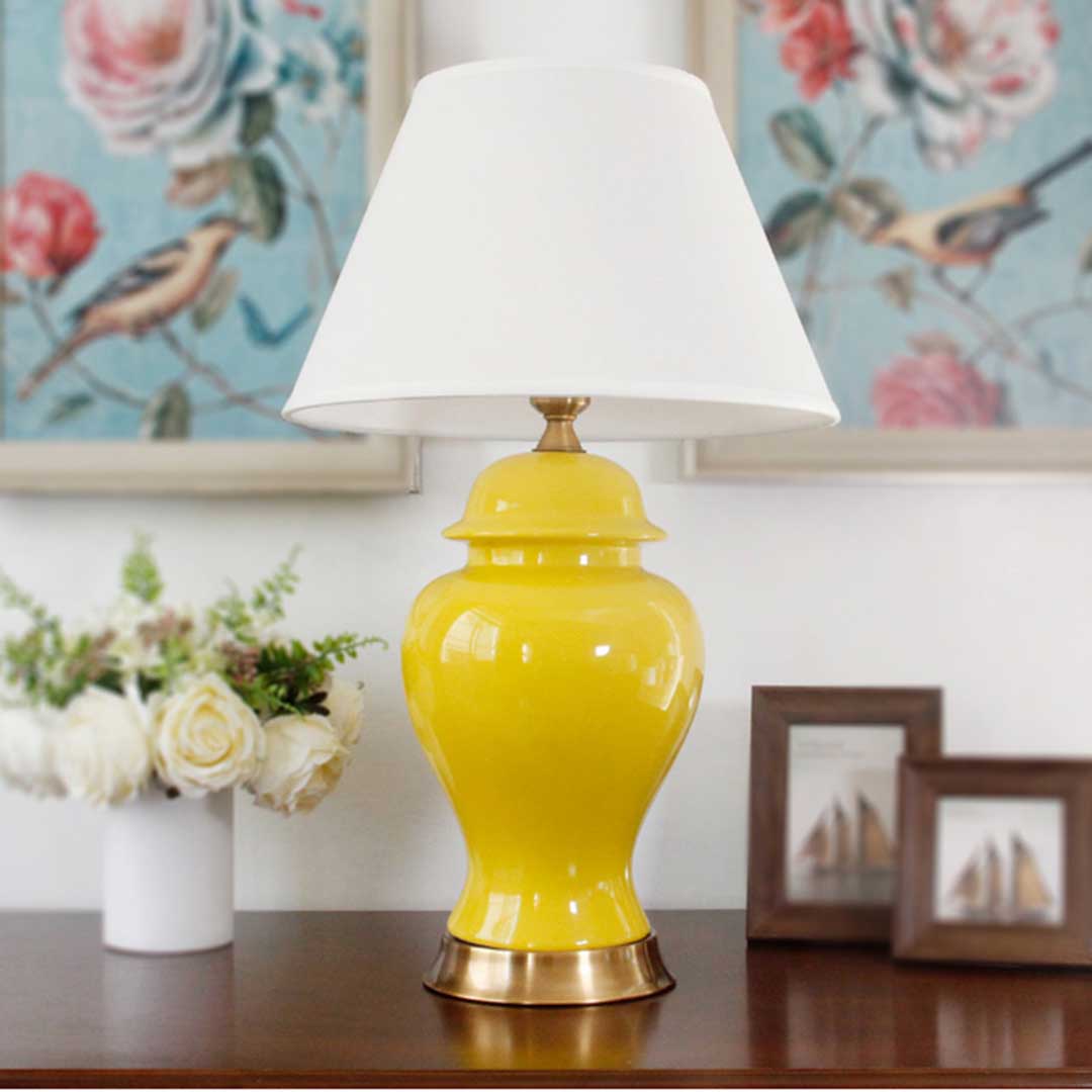 Yellow Ceramic Table Lamp - Notbrand
