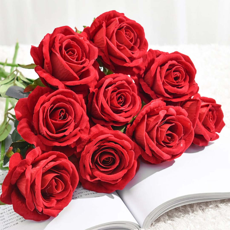 Red Silk Rose Artificial Flowers - 5Pcs - Notbrand
