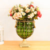 European Glassflower Vase With Metal Handle - Green - Notbrand