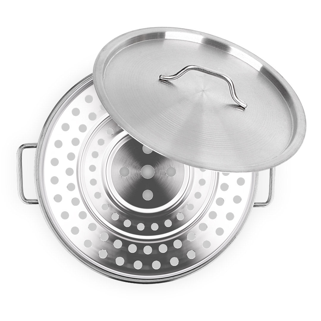 Silver Stainless Steel Stock Pot With One Steamer Rack - 33L - Notbrand