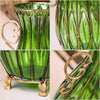 Set of Green Glass Cylindrical Floor Vase With 12Pcs Artificial Flowers - Notbrand