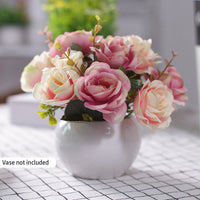 3Pcs Pink Rose Artificial Silk Flowers - 15 Heads - Notbrand