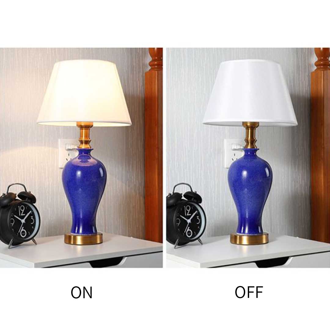 Dark Blue Ceramic Oval Table Lamp - Notbrand