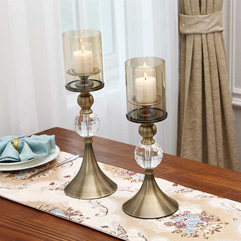 Glass Candle Holder With Candle - 37cm - Notbrand
