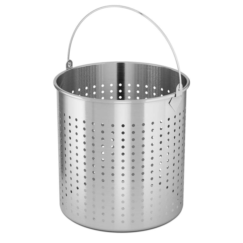 Silver Stainless Steel Perforated Pasta Strainer With Handle - 21L - Notbrand